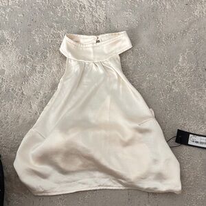 Elegant Cream Satin Halter Top